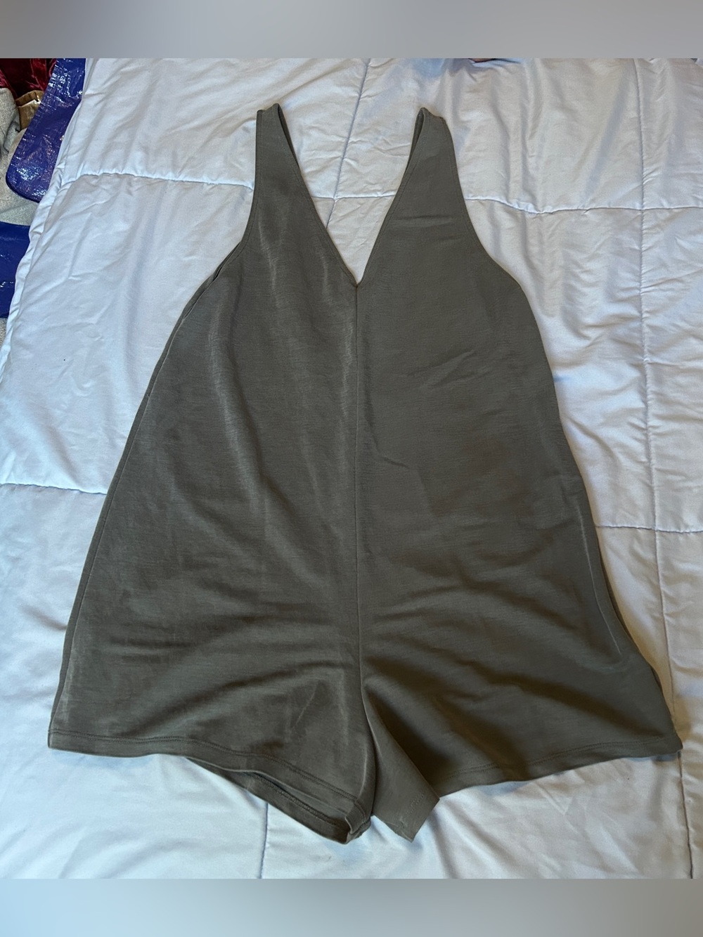 Zara sleeveless romper Cutesy Babydoll Layer deep V-neck women’s Small gray
